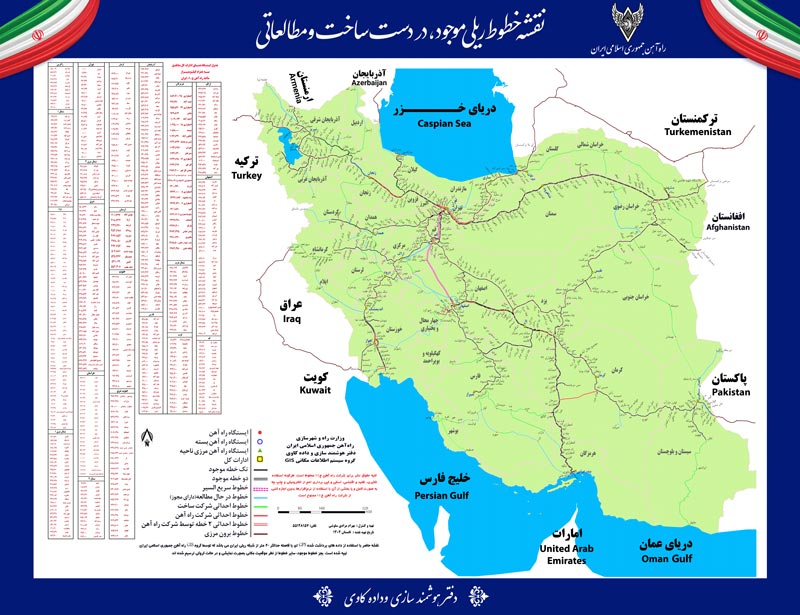 نقشه خطوط راه آهن ایران